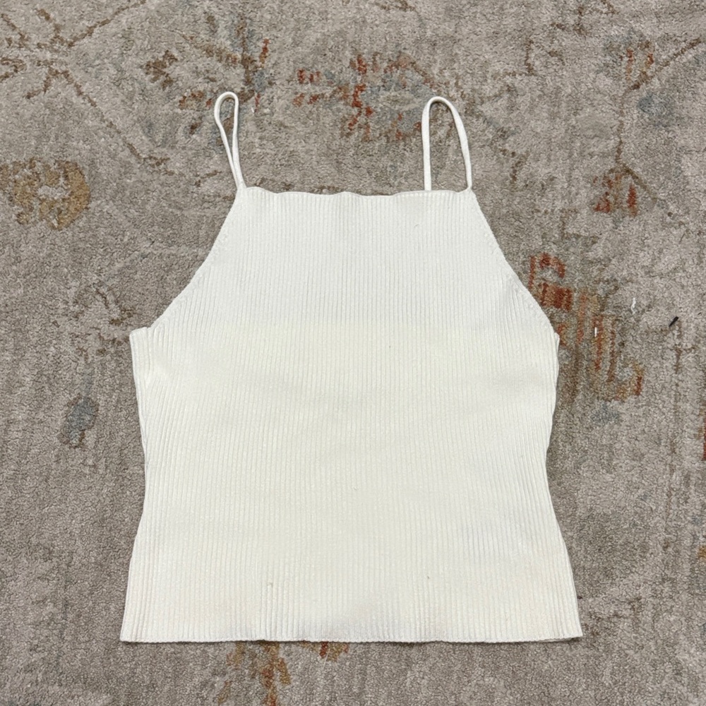 H&M White Ribbed Camisole Top